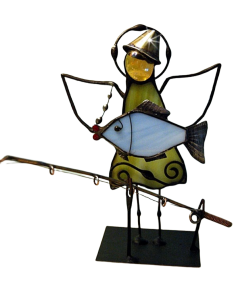 Aniołek witrażowy 3D wędkarz