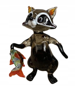 Szklana FIGURKA rzeźba SZOP Z RYBKĄ