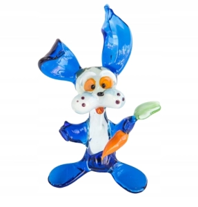 Szklana FIGURKA rzeźba KRÓLICZEK Z MARCHEWKĄ