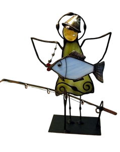 Aniołek witrażowy 3D wędkarz