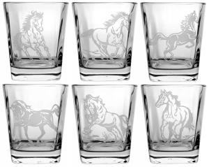 Szklanki do whisky konie jeździectwo (6 szt)