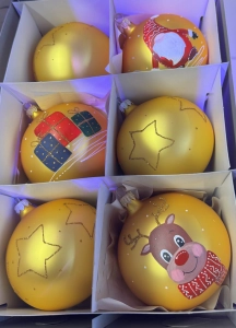 Bombki szklane malowane 10 cm 6 szt  - różne wzory! 