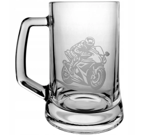 Kufel do piwa z grawerem zdobiony motyw Motocyklista 
